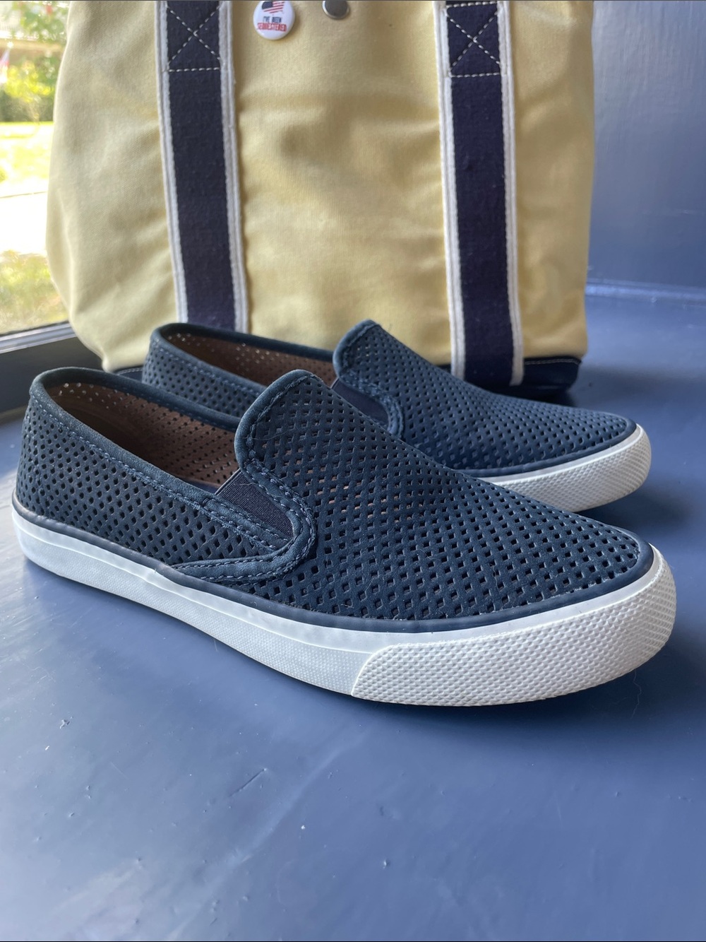 Sperry Top-Sider Perforated Navy Slip-on, Size 7.5
